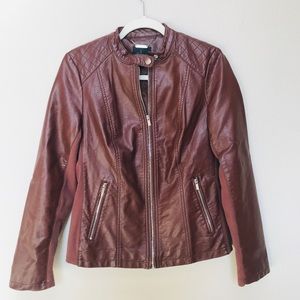 Brown Leather Moto Jacket Ana